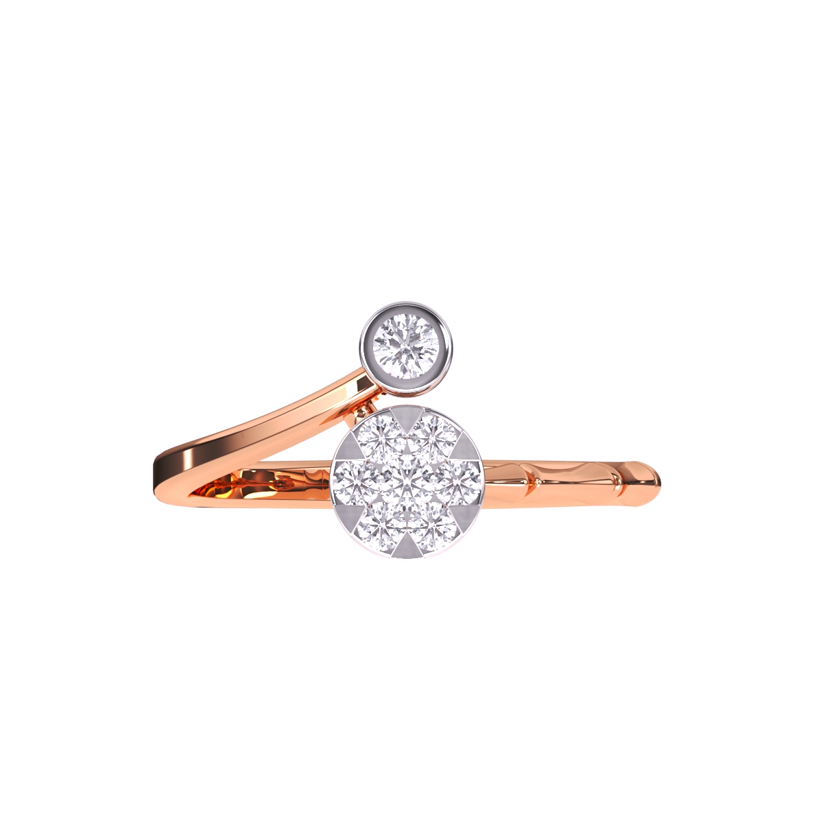 Charming Bypass Diamond Bamboo Ring